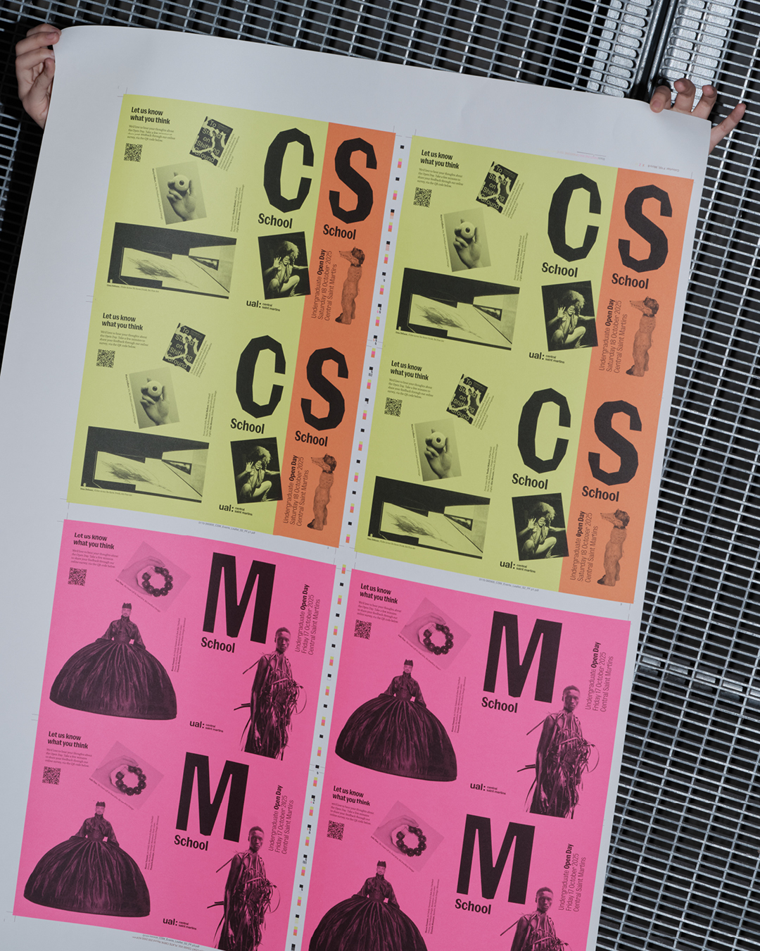 Printed running sheet for Central Saint Martins